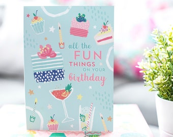 All The Fun Things On Your Birthday | Card For Her | Sister Birthday Card | Friend Birthday Card | BFF Birthday Card