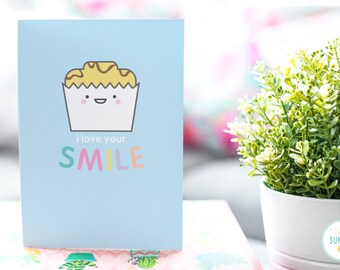I Love Your Smile A6 Cute Cake Greeting Card | Card for Her | Positive Card | Friend Card | Friendship Card | Smile Card | Happy Card