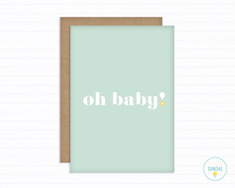 Oh Baby New Baby Card Baby Shower Card Pregnancy Card New Parents Card New Mum Card New Mom Card Maternity Leave Card image 2