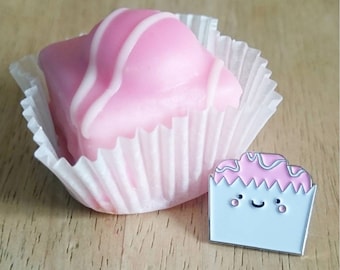 Enamel Pin Badge Cute Kawaii Pink Fondant Fancy Cake - Lapel Pin - Tie Pin - Flair - Brooch - French Fancy - Kawaii Pin - Soft Enamel Pin