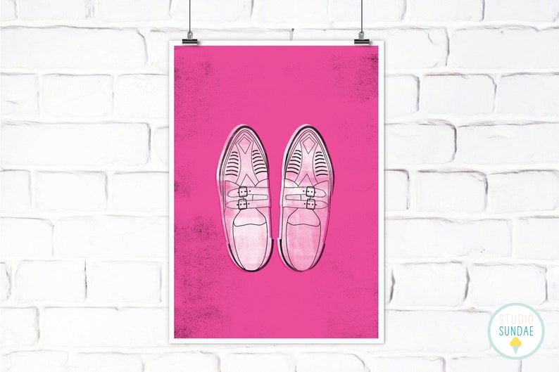 Pretty in Pink Duckie's Creepers Illustrated 1980s Movie Art Print Sizes A4/A5/5 x 7 image 2