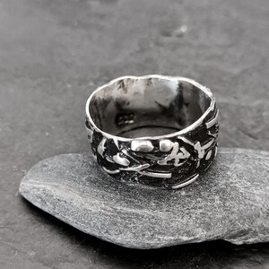 organic silver ring, handmade textured band, Rustic minimalist jewelry, unic unisex gift