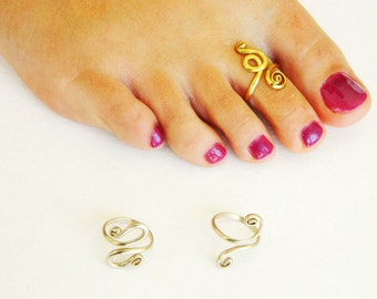 Pack of three rings, toe ring, gold ring foot, Foot ring, ring toe, ring toe in body, adjustable toe ring, silver ring foot, three rings