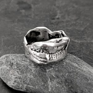 organic silver ring, handmade textured band, Rustic minimalist jewelry, unic unisex gift