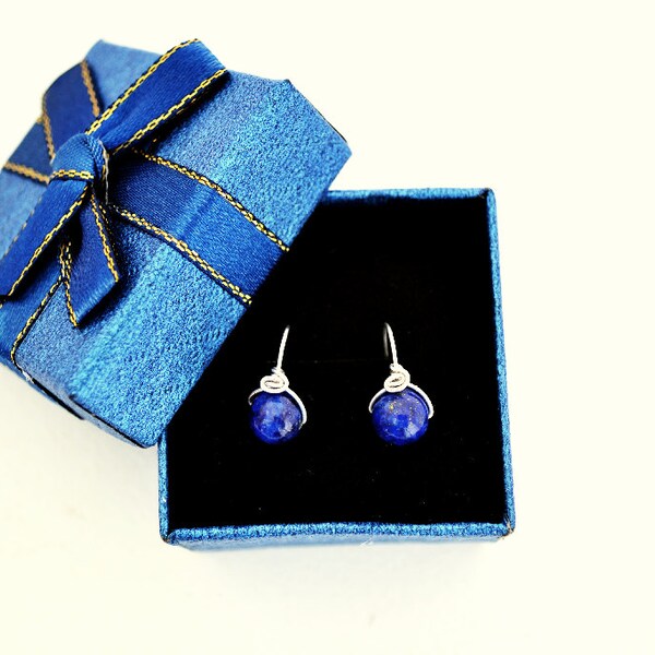 boucles d'oreilles lapislazuli. lapis lazuli, pierres précieuses, argent 925, argent fin,