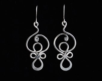 longues boucles d’oreilles, argent 925, longues boucles d’oreilles en argent