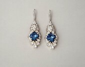 Bridal Earrings - Dangle Earrings, Wedding Earrings, Vintage Wedding, Crystal Earrings, Swarovski, Wedding Jewelry, Something Blue - CORINNE