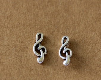 Sterling Silver Treble Clef Stud Earrings, Music, Minimalistic, Music Earrings Studs Silver Stud Earrings Free Shipping GIft for Her Teacher