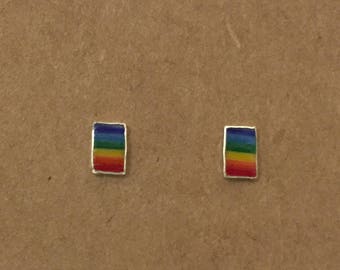 925 Sterling Silver Rainbow Earrings | Sterling Silver, Stud Earrings, Rectangle Earrings, Australia