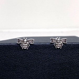 Bee Sterling Silver Stud Earrings, Minimalist Boho Honeybee Jewelry, Cute Spring Gift for Kids or Her, 925 Silver Bee Earrings for Festival