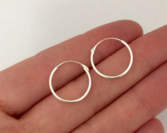 Small Sterling Silver Hoop Earrings, Silver Earrings, Minimalist, Silver, Earrings, 16 mm Sterling Silver, Hoops, Hoop Earrings
