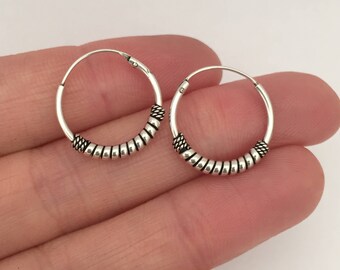 Sterling Silver Boho Hoop Earrings, Free Shipping Hoops Sterling Silver Earrings, Earrings, Small Hoops Minimalist Boho Jewelry Gift