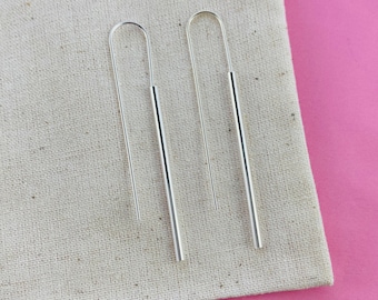 Long Sterling Silver Earrings Stick Silver Hang Earrings Elegant Drop Earrings Silver Silver Jewelry Graduation Gift for Her Christmas