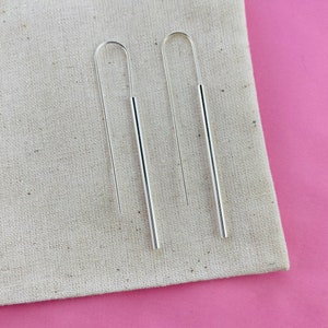 Long Sterling Silver Earrings Stick Silver Hang Earrings Elegant Drop Earrings Silver Silver Jewelry Graduation Gift for Her Christmas