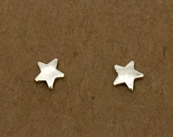 Sterling Silver Star Earrings, Stud Earrings, Star, Moon, Sterling Silver, 6 mm, Silver Earrings, Studs, Silver, Earrings, Stars, Kids