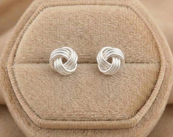 Sterling Silver Love Knot Stud Earrings: 7mm Infinity Design