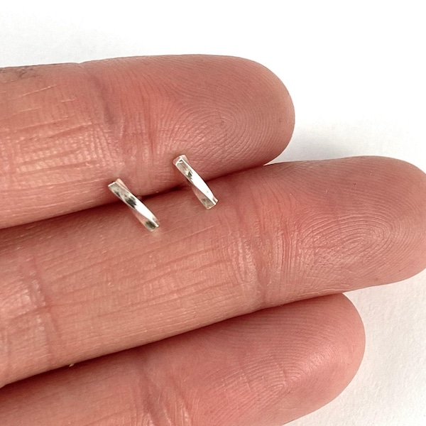 Twisted Bar Sterling Silver Stud Earrings Small Bar Silver Earrings 6 mm Studs Tiny Bar Earrings Christmas Gift Geometric Stud Earrings