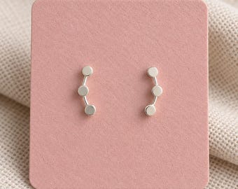 Sterling Silver Three Disc Stud Earrings, 12mm Minimalist Silver Earrings, Geometric Studs, Modern Everyday Jewellery