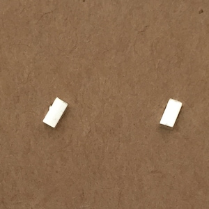 Silver Bar Stud Earrings, 3mm Minimalist Bar and 5mm Rectangle Studs, Geometric Silver Earrings, Simple Silver Studs, Perfect Gift for Her