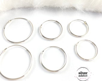 Sterling Silver Hoop Earrings -20 mm 16 mm 14 mm Hoops Everyday earrings 925 silver small hoops earrings classic earrings lightweight hoops