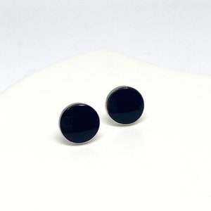 Black Stud Sterling silver Earrings Round Black Onyx Stud Earrings Boho Minimalist  Studs Circle Studs Everyday Earrings minimalist Earrings
