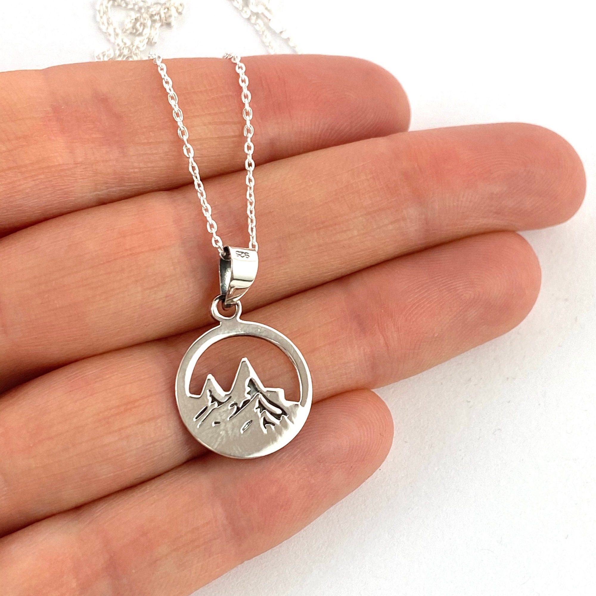 Necklace Large Sterling Silver Mountain Necklace For Women Bronze Sun Or  Full Moon Round Pendant Gift Skiier - Walmart.com