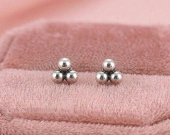 Tiny Sterling Silver Dot Stud Earrings: Minimalist Geometric jewellery