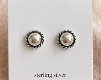 Sterling Silver Round Stud Earrings | Dainty Earrings