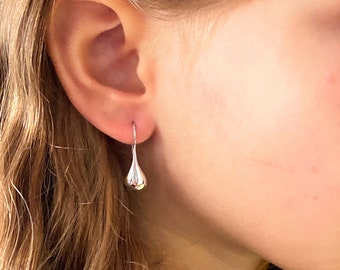 Sterling Silver Teardrop Earrings Minimalist - Tear Silver Drop Earrings - Simple Silver Earrings - Dangle Earrings - Gift for Her Christmas