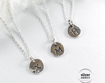 Initial 925 Sterling Silver Charm Necklace Monogram necklace Silver Letter Necklace Alphabet  Silver Necklace Bridesmaid Womens Necklace