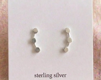 Sterling Silver Ear Climber Studs: Minimalist Dot Earrings