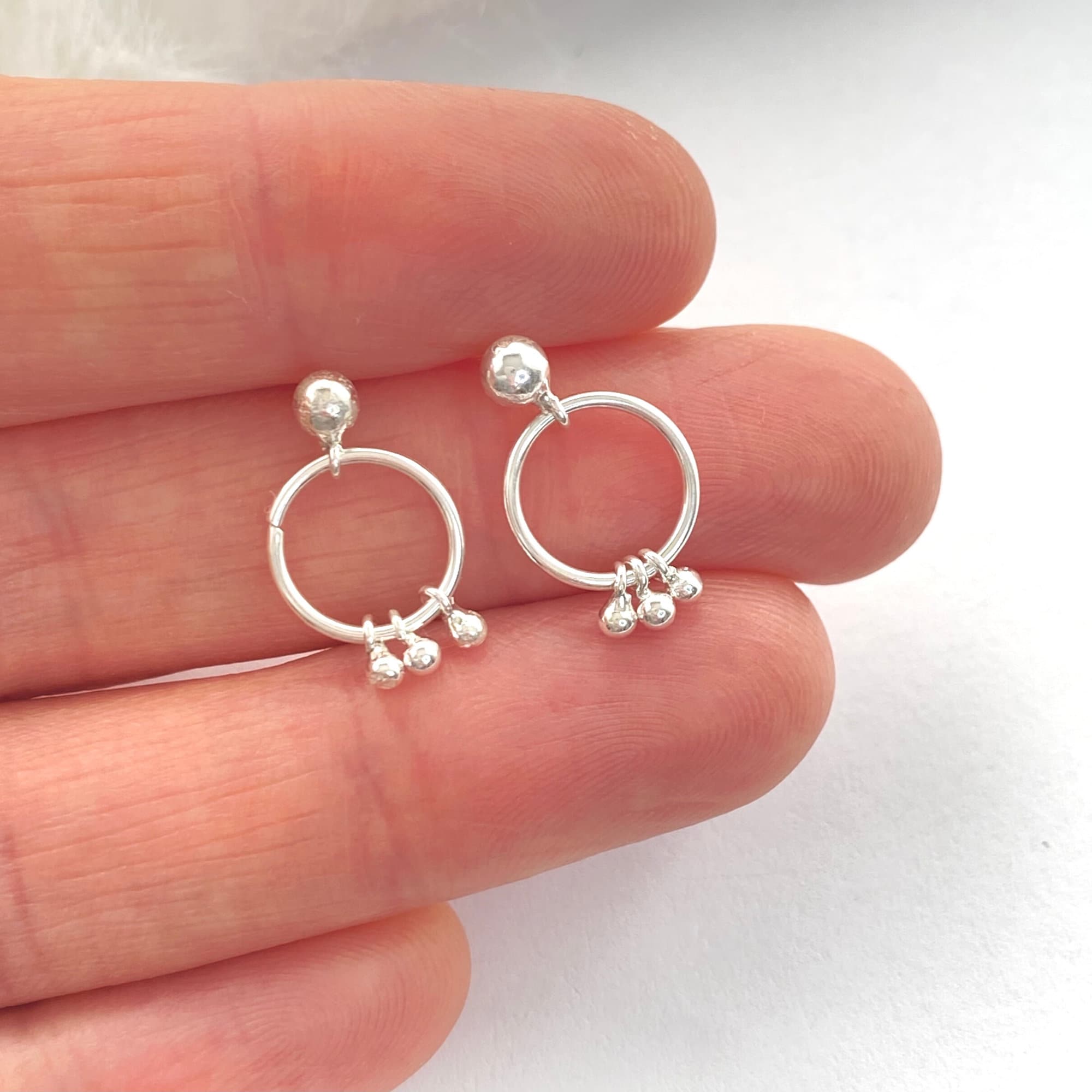Sterling Silver Ball Stud Circle Earrings Minimalist Round Etsy