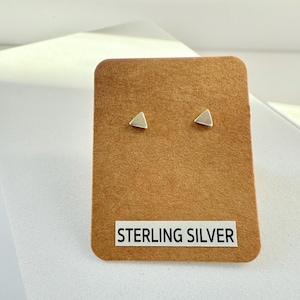 Sterling Silver Triangle Stud Earrings, Small Geometric 925 Silver Jewelry, Minimalist Tiny Triangle Studs, Everyday Earrings, Gift for Her