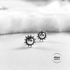 Sun Sterling Silver Earrings Small Silver Stud Earrings Sun Stud Sun Earrings Dainty Earrings Boho Earrings Minimalist Earrings Cartilage