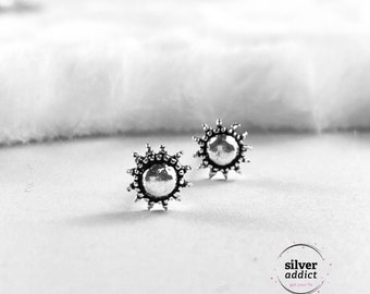 Sun Sterling Silver Earrings Small Silver Stud Earrings Sun Stud Sun Earrings Dainty Earrings Boho Earrings Minimalist Earrings Cartilage