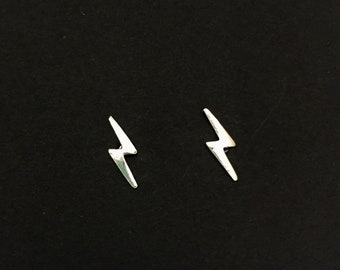 Lightning Bolt Sterling Silver Stud Earrings 80s Punk Earrings Minimalist Student Gift Mom Retro Jewelry Funky Party Studs Free Shipping