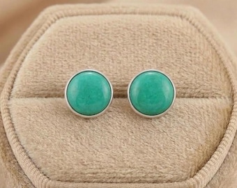 Turquoise Stud Earrings: Sterling Silver 7mm Boho jewellery
