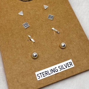 Small Sterling Silver Stud Earring Set, Tiny Silver Earrings Bundle, Ear Stack, Multiple Piercing Earrings, Dainty Silver Jewellery Set