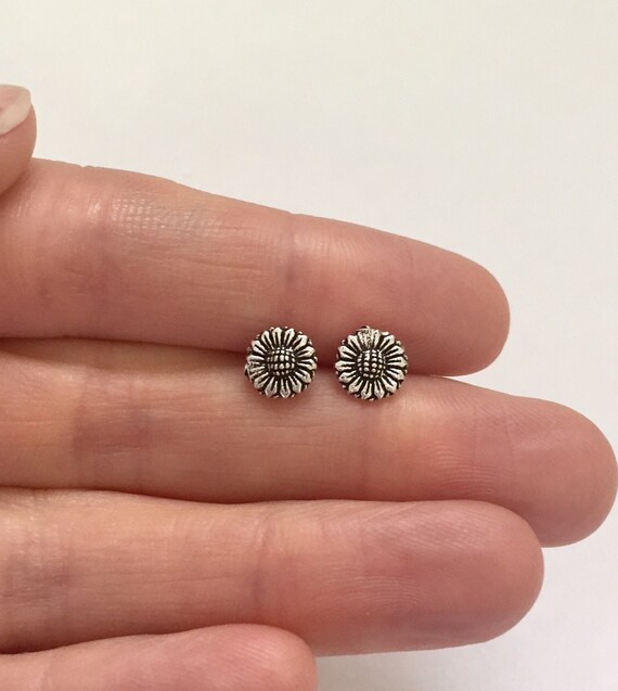 sunflower silver earrings
