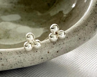 Tiny Sterling Silver Dot Stud Earrings: Minimalist Geometric jewellery