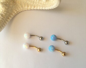 Opal Belly Ring, white opal belly button ring.1043.
