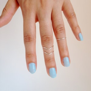 Knuckle Ring Set of 3 Handmade 2 Chevron 1 Band Adjustable Midi Stacking Dainty, Bands, Stackable Rings.