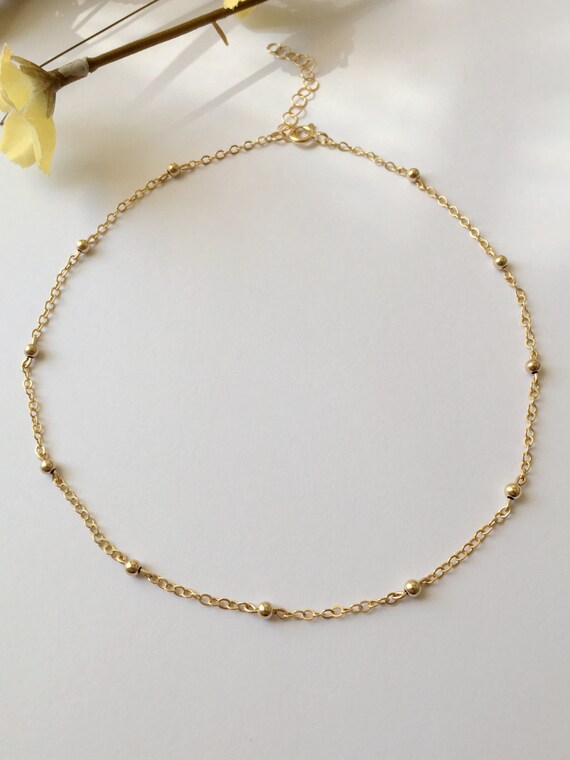 Gold Balls Chain Choker Satellite Necklace Layering Etsy