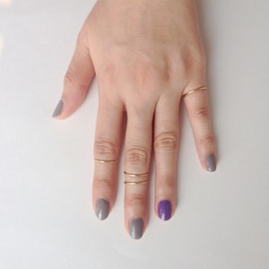 Set of 4 - Above The Knuckle Rings - Plain Band Knuckle Rings -Gold thin shiny rings - Set of 4 Midi Rings, Gold Ring Set