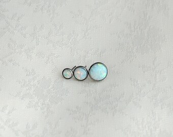 Fire Snow Opal Threadless Top • Titanium •  Helix  • Cartilage  • Nose  • Lip  • Forward Helix