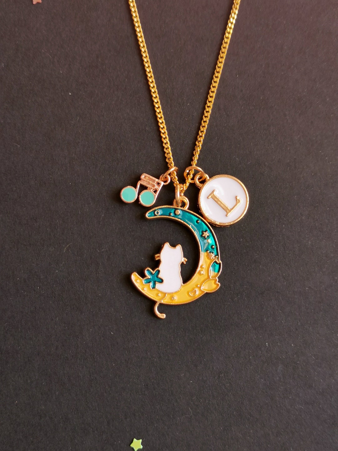 Moon Cat Necklace Sailor Moon Cat Necklace Personalised Initial