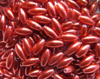 100 FINE PEARS RED 3/6 MM BEADS