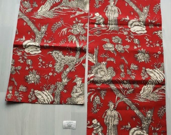 TOILE VTG LINEN Cotton French Fragments "Chinoiserie" Design Various Sizes