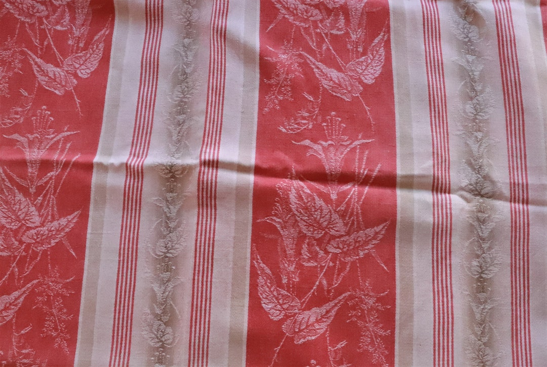 DAMASK TICKING FLORAL Stripes Antique C 1880 French C. 1880 Etsy