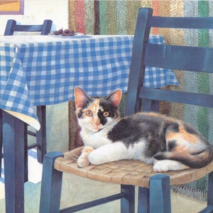 Lesley Anne Ivoor katten vintage kat print schattig katten kunst katachtige kunst print kattenliefhebbers katten in de zon ondersteund met zuurvrij karton 0